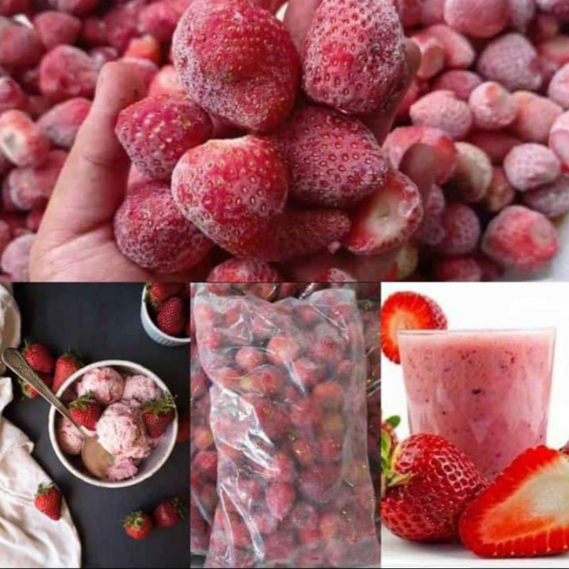 Buah Strawberry Frozen Utuhan / Bisa di Jus Strobery / Strawberry Ukuran 1Kg
