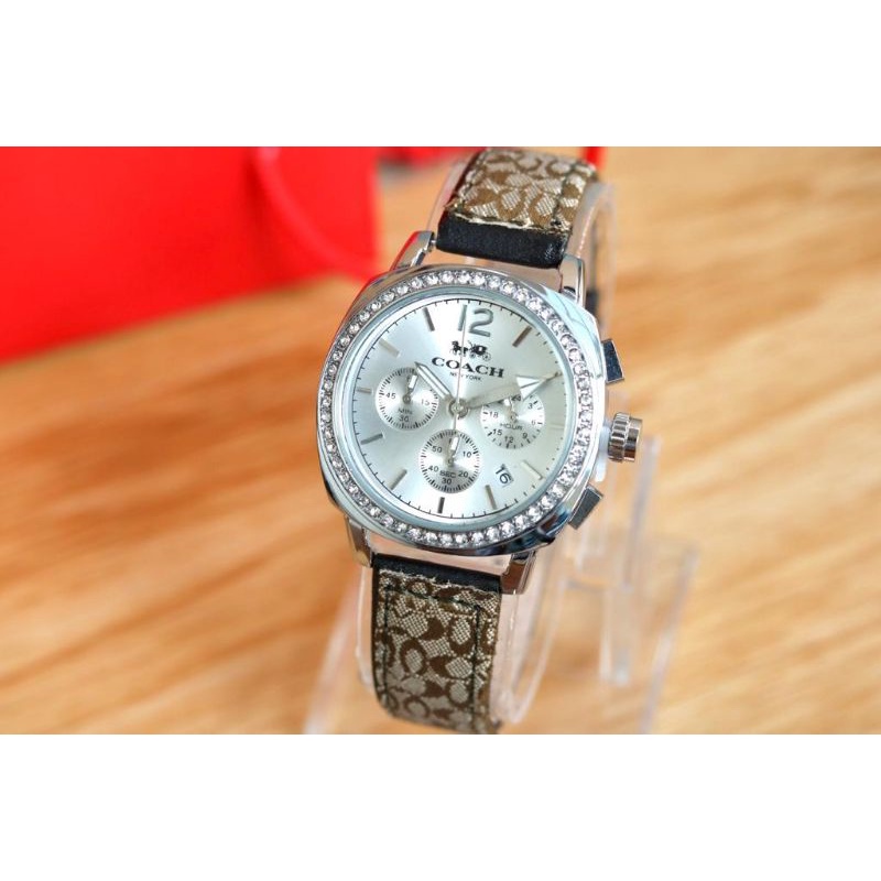 JAM TANGAN COACH CHRONO KULIT SEMI SUPER