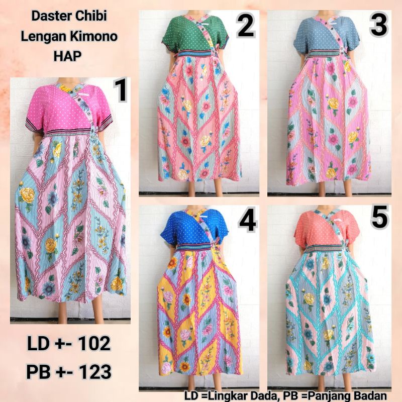 Daster Chibi Lengan Kimono HAP LD 100 Adem Busui Friendly BU TEJO Senam CCBB + polbung