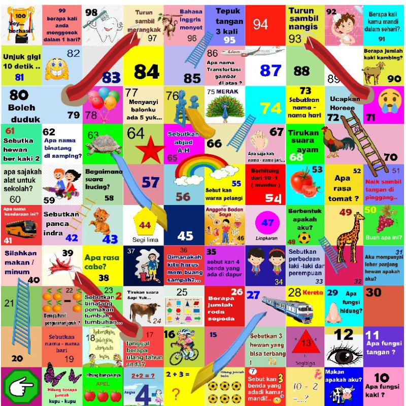 Ular tangga raksasa/ jumbo edukasi 2x2m + boneka dadu +tas mika