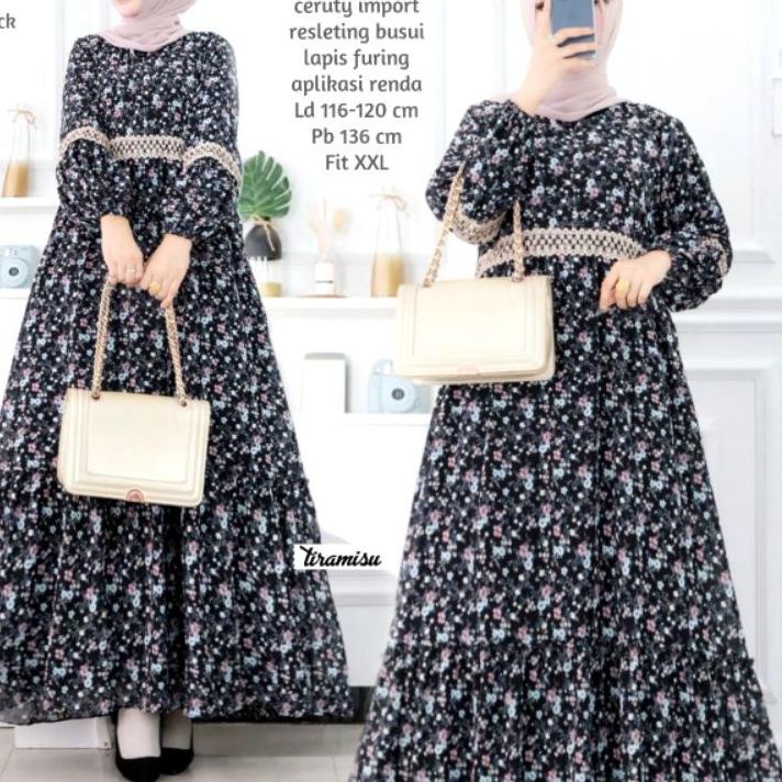 (PALING DIMINATI) orlean maxi dress muslim gamis ceruty full furing gamis terbaru kekinian gamis kom