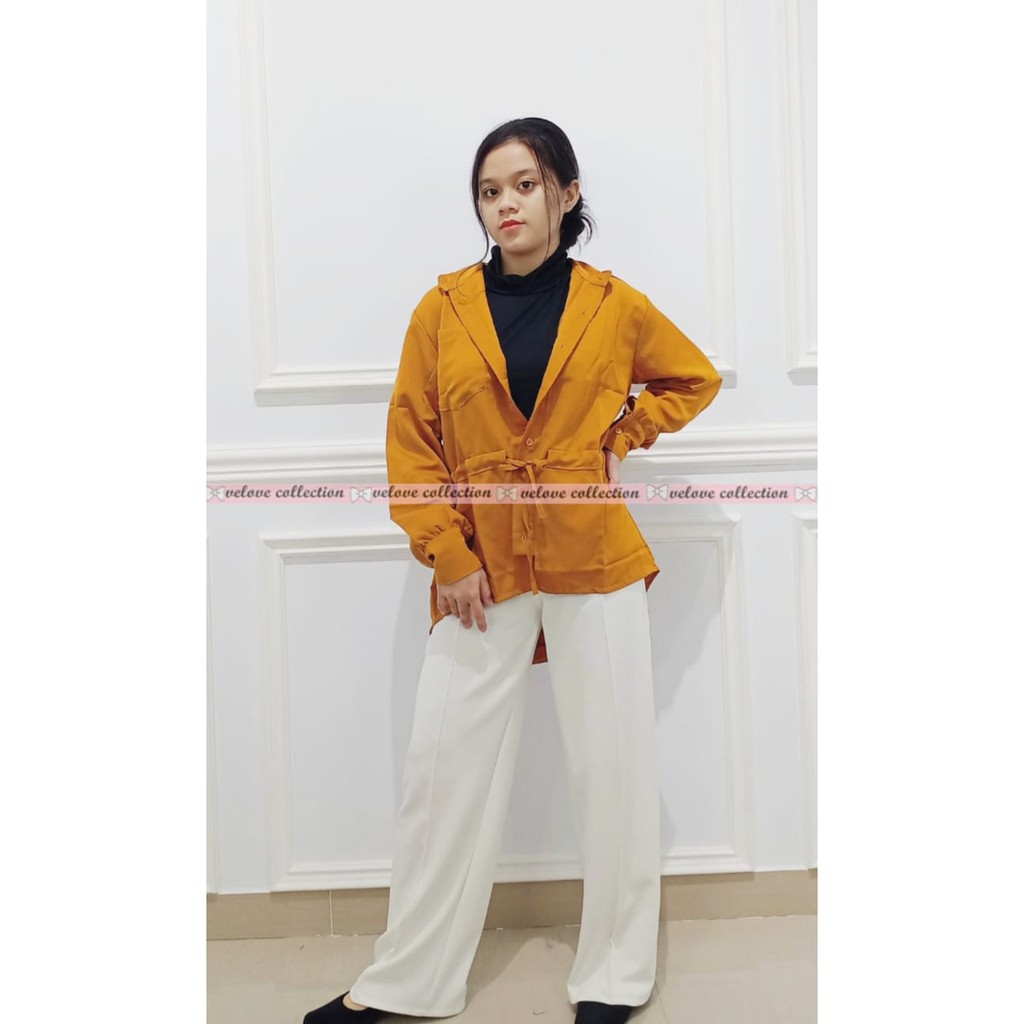 KALANTHA FASHION Hem Serut Twisc Fashion Wanita Atasan Wanita Kemeja Wanita Hem wanita-7