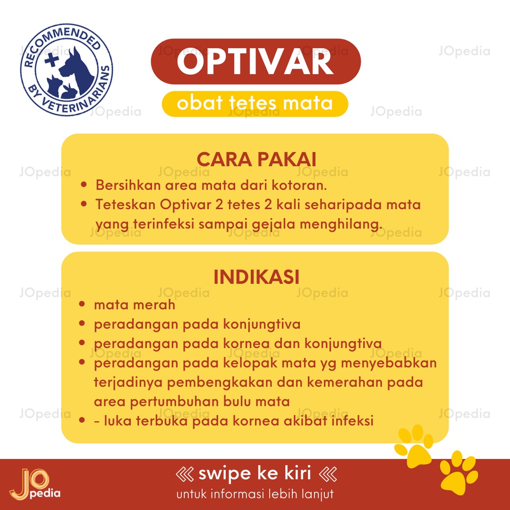 OPTIVAR Obat Tetes Mata Kucing Anjing Hewan Obat Mata Infeksi Merah