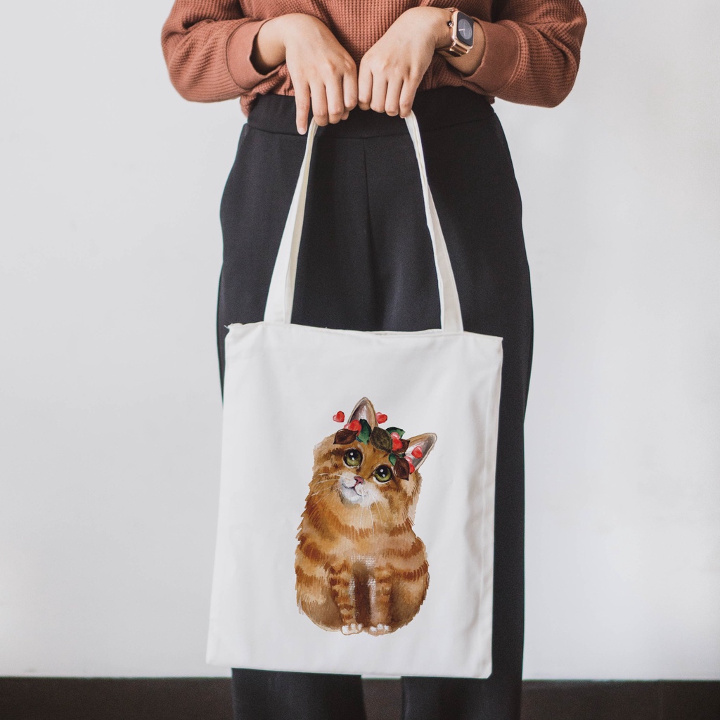 Sevine Tas Tote Bag Wanita Totebag Resleting Custom Cat Series - CC