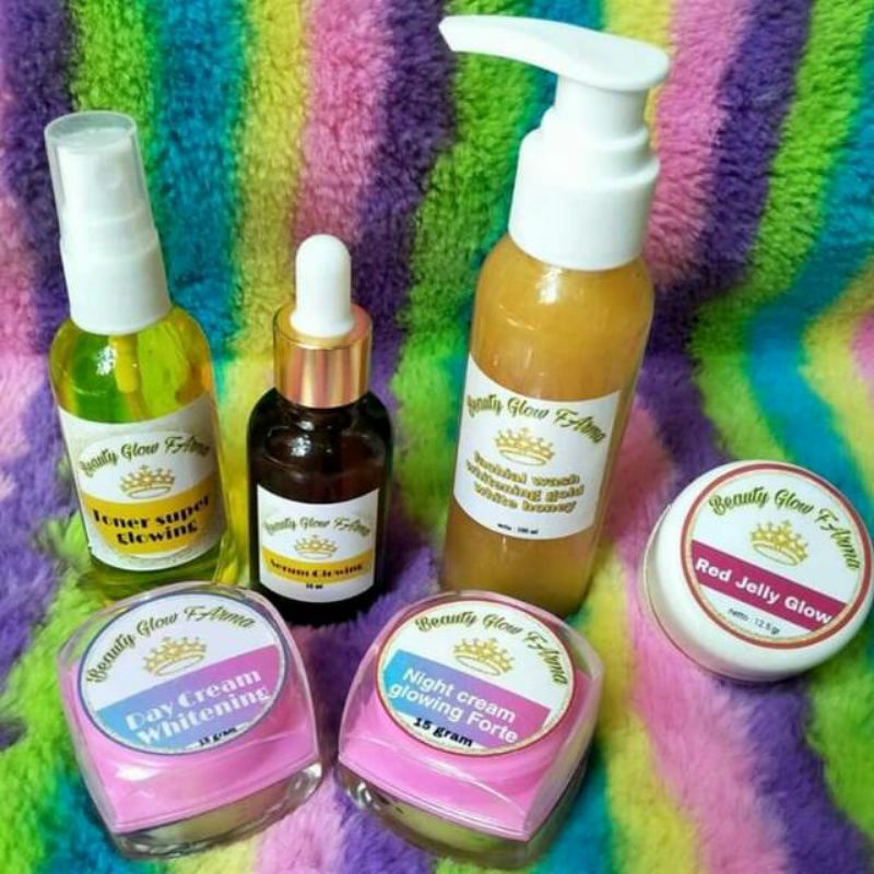 PAKET PUTIH GLOWING BEAUTY GLOW FARMA ORI || FREE Red Jelly