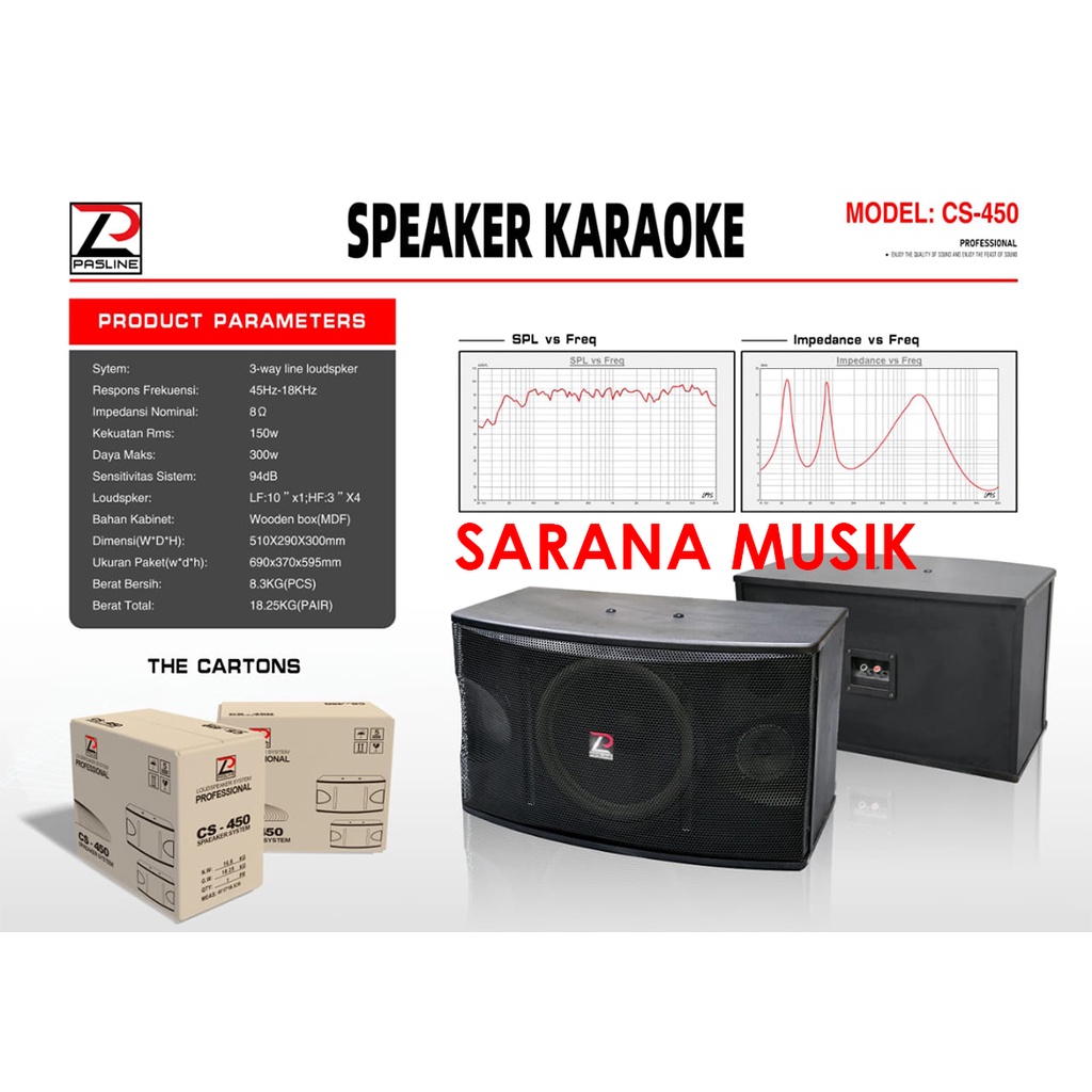 Speaker Karaoke Pasline CS-450 CS450 Pasline CS 450 Original 10 Inch