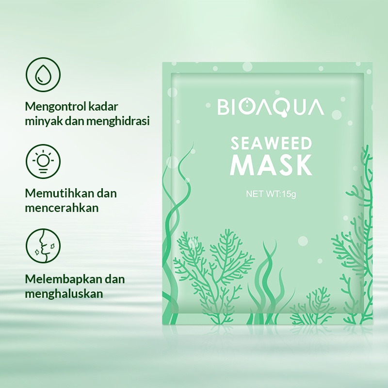 ★ BB ★ BIOAQUA Seaweed Mask Hydrating Seaweed Clay Mask Brightening Face Mask 15g - BPOM - BIO AQUA