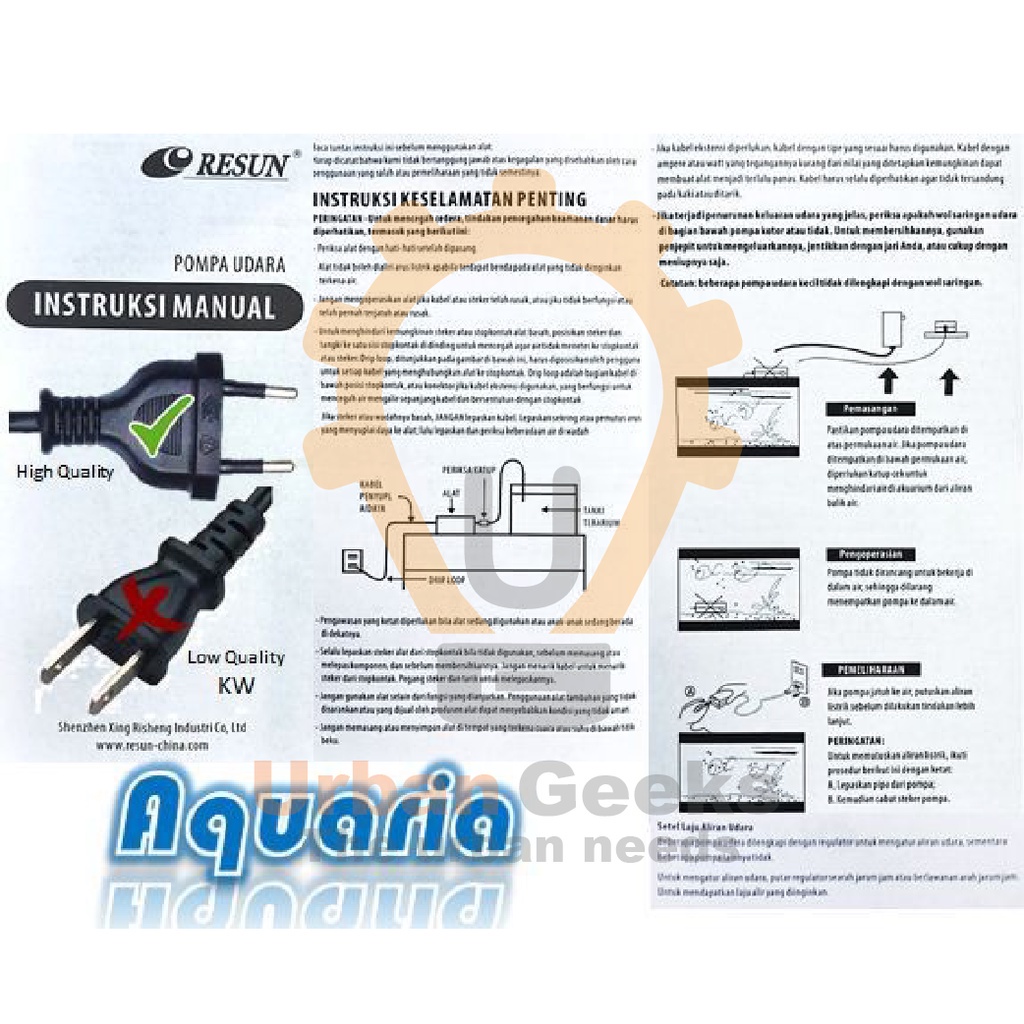 Aerator Resun Air8000 Pompa 8 Watt Udara Aquarium Air Pump Aerator