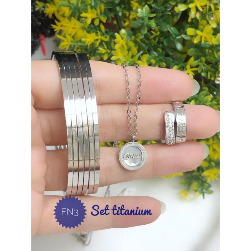 [titanium] paket perhiasan titanium keroncong silver titanium 281220