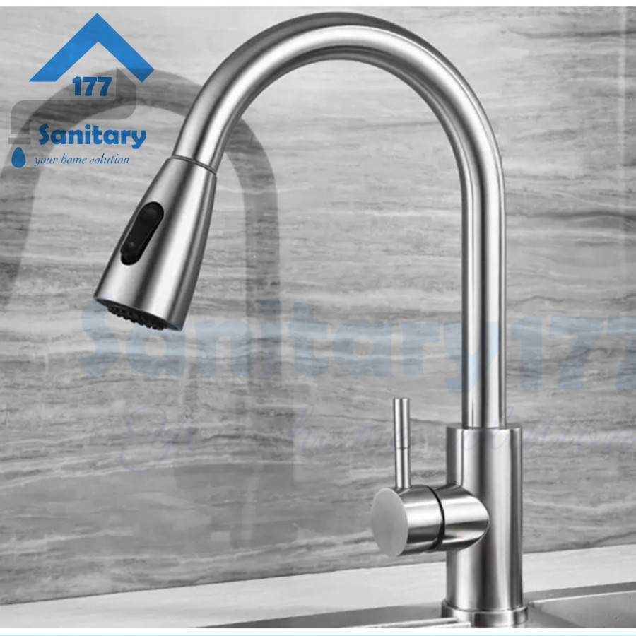 Kran Sink Tarik Panas Dingin Stainless 304 17ST - Keran air Dapur Cuci Piring Kitchen Mixer Hot Cold Stenlis