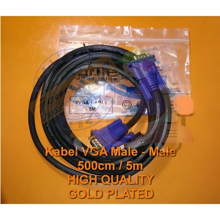 Kabel VGA TO VGA 5M 5 M 5 Meter Plat Gold Bagus Dan Jernih