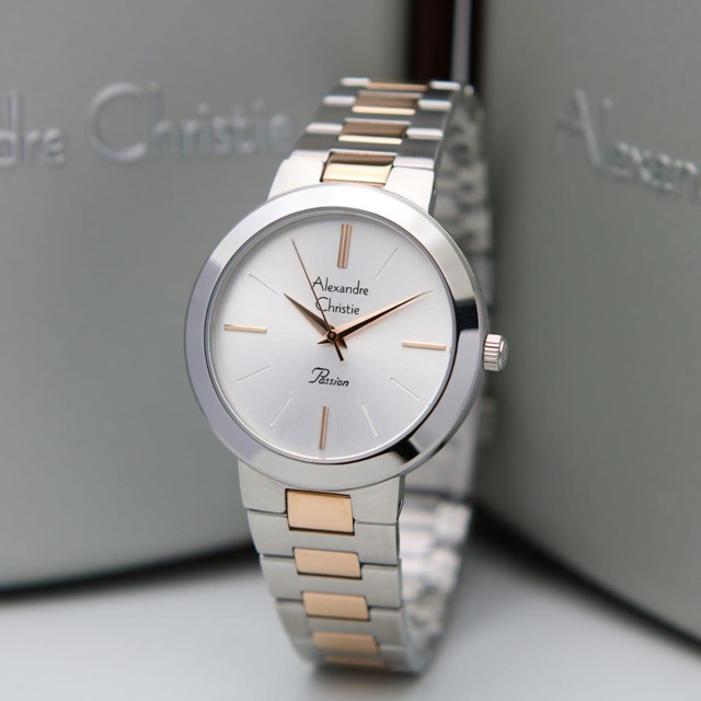 Jam Tangan Wanita Alexandre Christie AC 2838 Silver Rosegold Original Garansi Resmi 1 Tahun