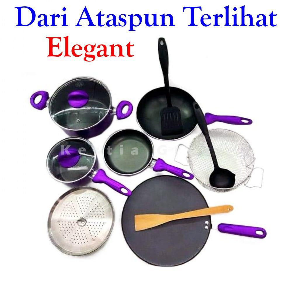 Panci Set Supra Rosemary 12 Piece Teflon Warna Ungu Anti Lengket
