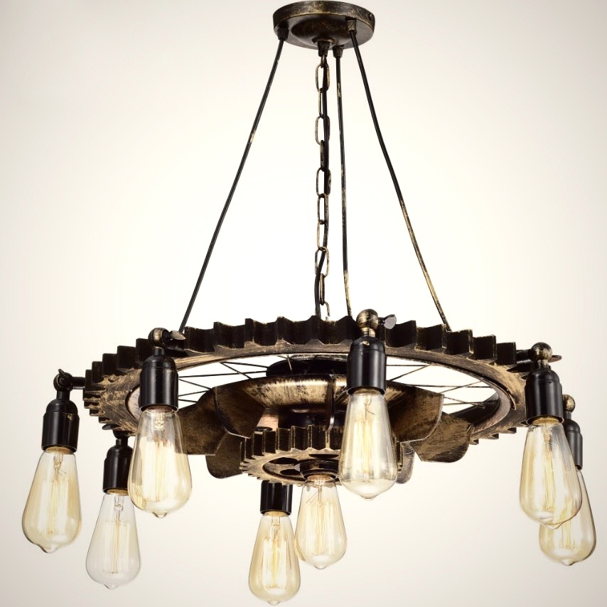 Lampu hias gantung gir roda RUSTIC vintage retro INDUSTRIAL interior dekorasi rumah butik ruang tamu