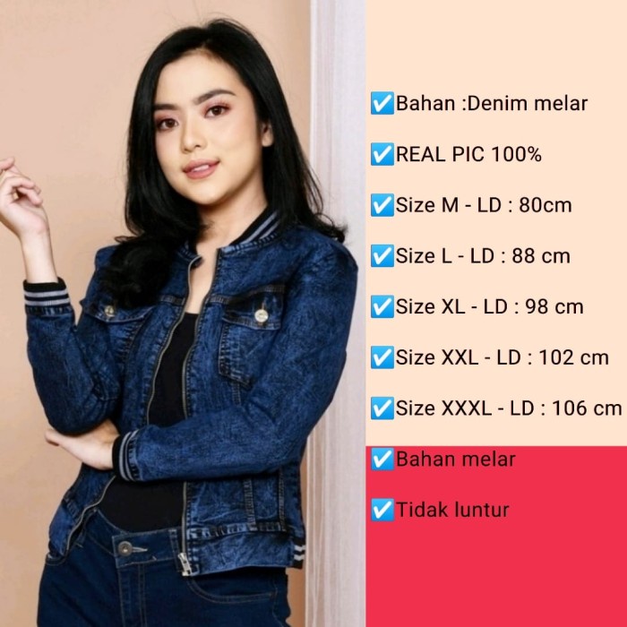 Jaket Wanita Jaket Jeans Levis Wanita Bomber BioWashed Stretch Biru Dongker - BIRU/DONGKER, M(B8I1) 