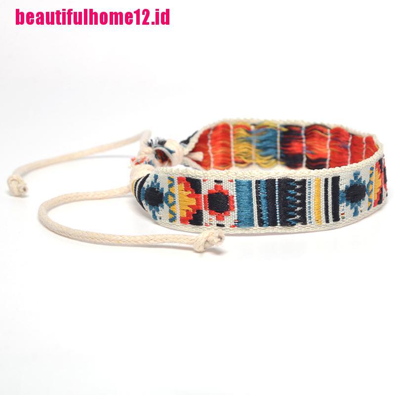 Gelang Tali Tenun Handmade Bahan Katun Gaya Bohemia Etnik Untuk Persahabatan