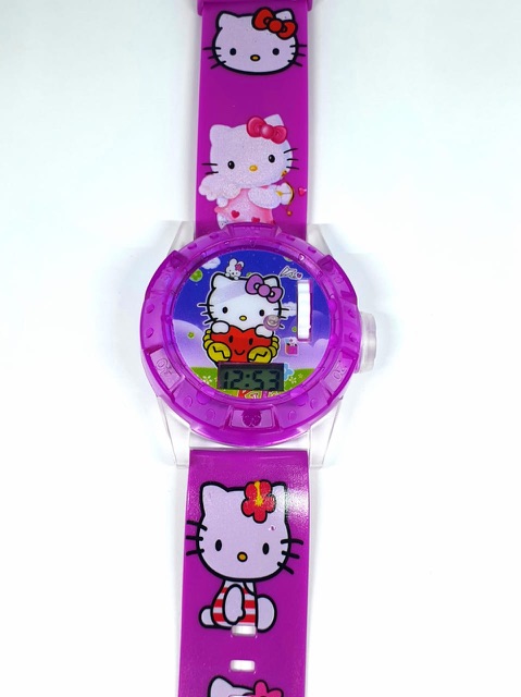 Jam Tangan Anak Melody Laser Proyektor Digital Hello Kitty