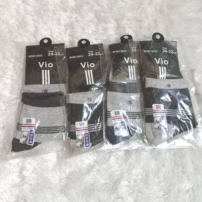 GROSIRAN Kaos kaki pria sport pendek hitam grey