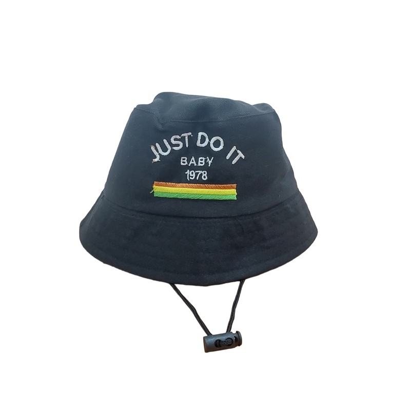 Bucket Hat Tali Anak Bordir Just Do It Usia 2-7 Tahun Laki Peremouan