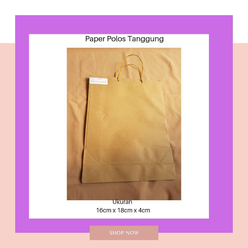 

Paper Bag Polos Tanggung 16 cm x 18 cm x 4 cm