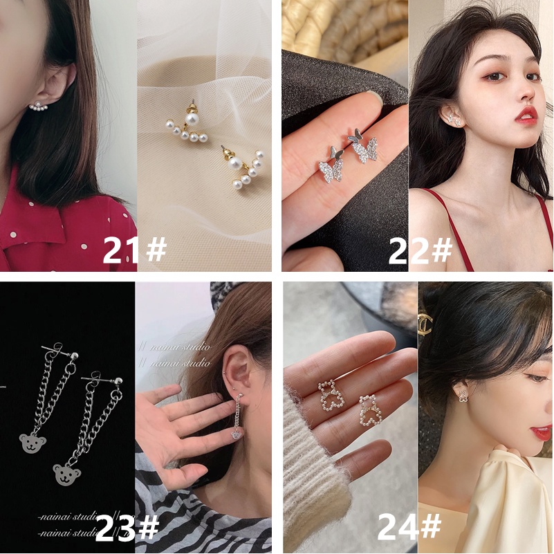 Anting S925 Silver Needle Hias Mutiara Gaya Retro Korea