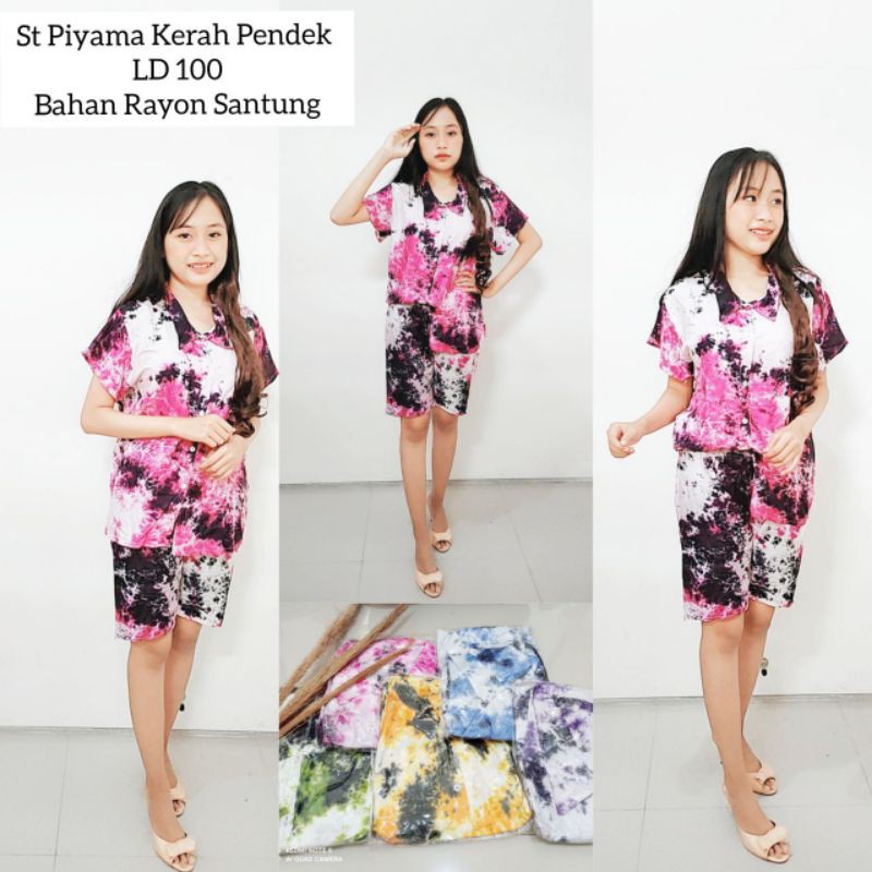 SETELAN ST PIYAMA KERAH PENDEK BELI ECER HARGA GROSIR DASTER SURABAYA SIDOARJO