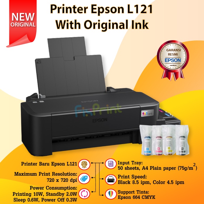 Printer Epson L121 A4 Ink Tank Printer Epson L121 L 121 l121 Infus System Garansi Resmi