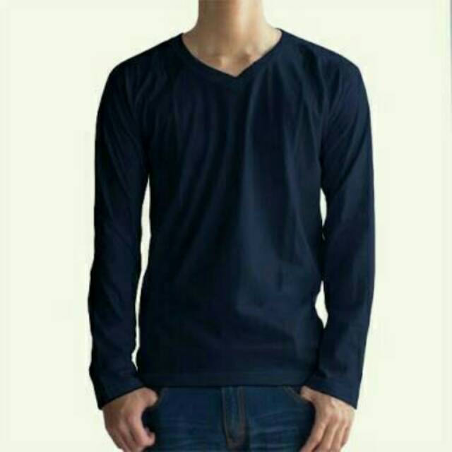 Kaos v neck lengan panjang pria (basic v neck longsleeves)