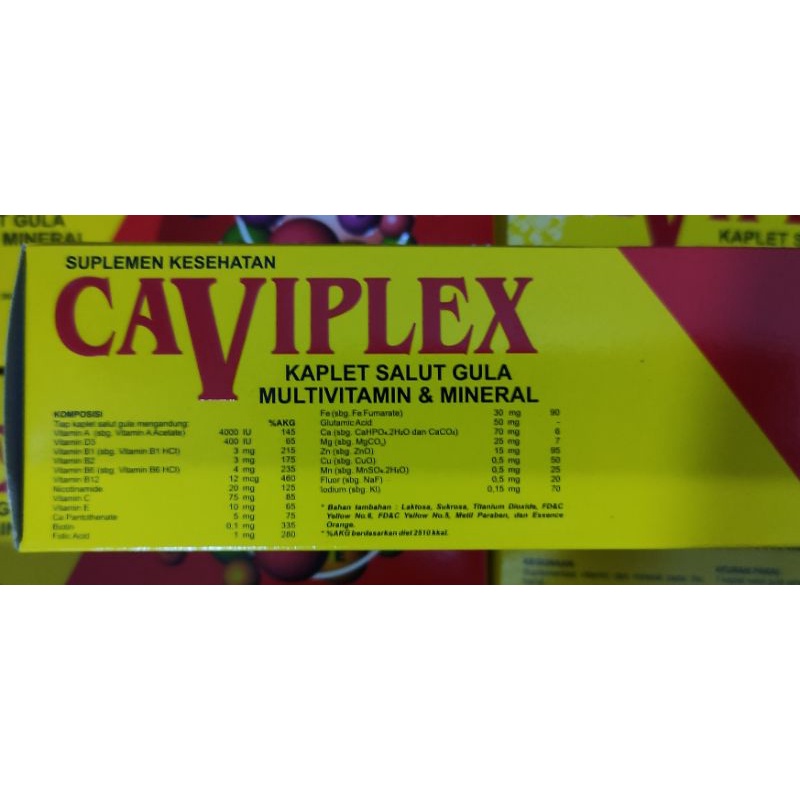 Caviplex Multivitamin / Caviplek CDEZ Isi 100 Kaplet / Zinc / Vitamin A / B Komplek / C / D3 / E