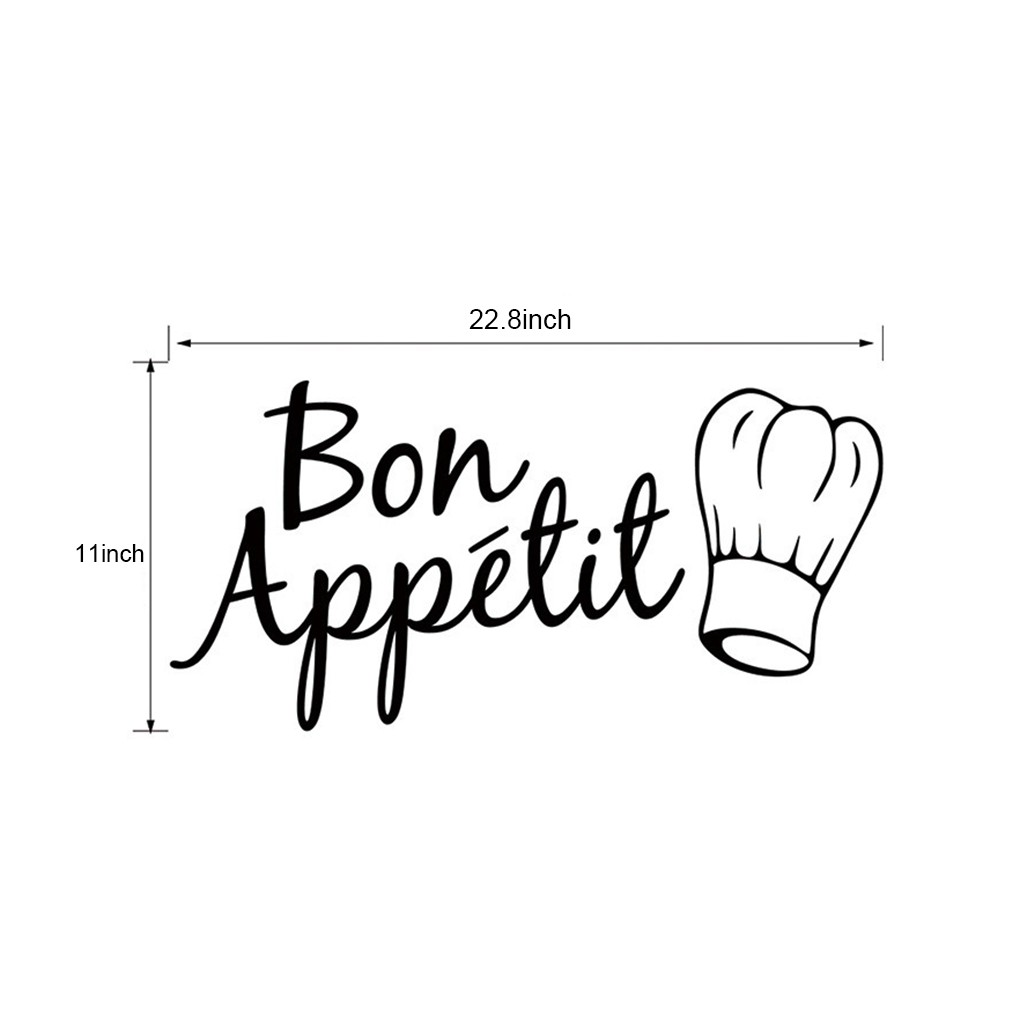 Stiker Dinding Bahan Mudah Dilepas Gambar Tulisan " Voll-Bon Appetit