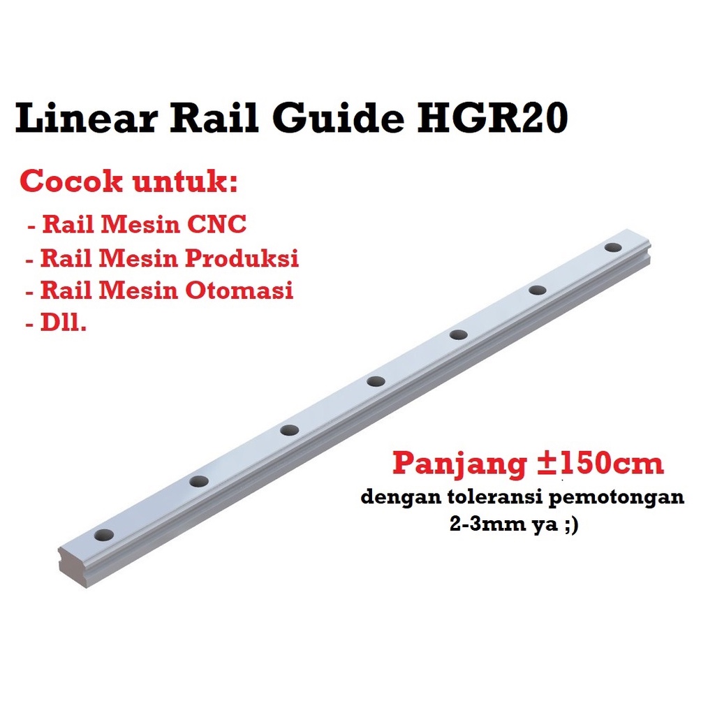 [HAEBOT] Linear Rail Guide HGR20 HGR 20 20mm 150cm Rel Laser CO2 CNC Router Milling Plasma HGH20 Motion Industri Full Triplek Mesin Mekanik Otomasi