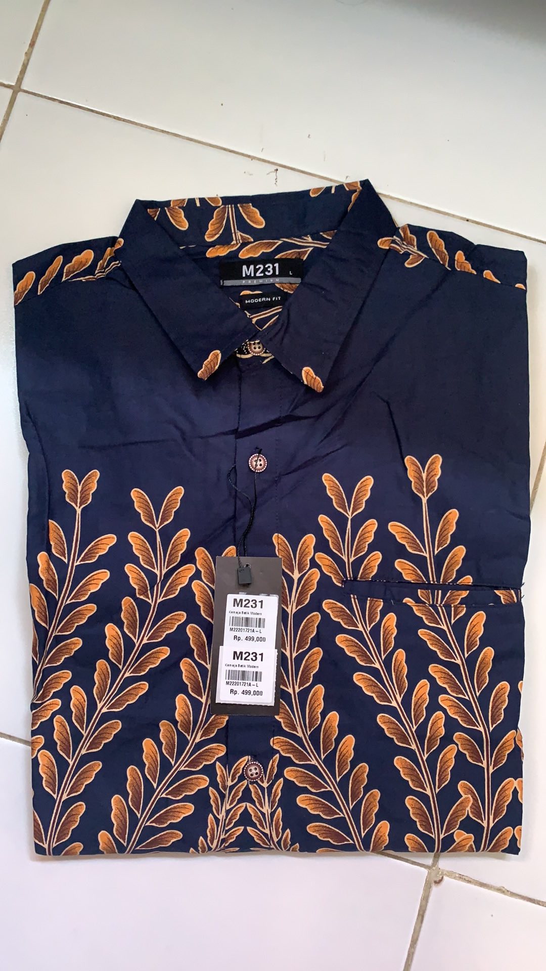 M231 Kemeja Pria Batik Panjang Navy 1721a