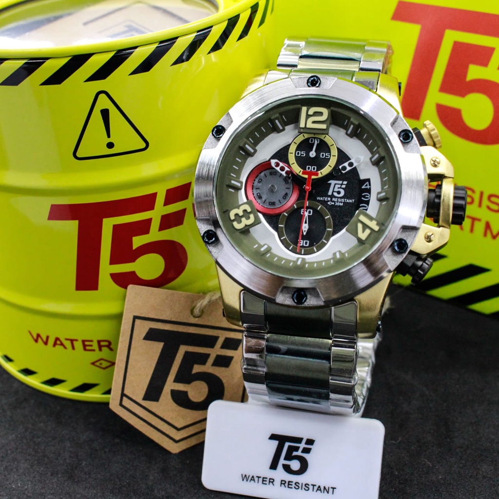 JAM TANGAN PRIA T5 H3927 3927 ORIGINAL CHRONO AKTIF T5 H 3927 ANALOG STRAP RANTAI