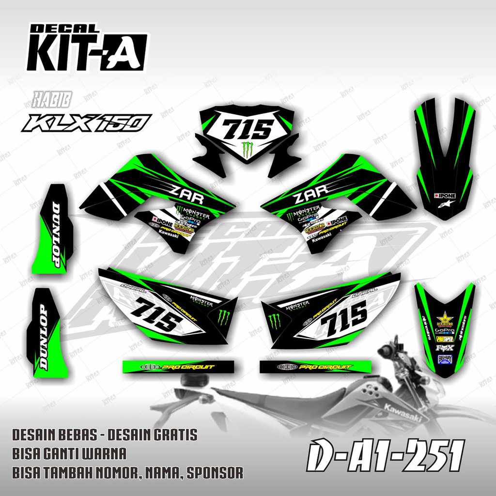 Decal Stiker Klx 150 S Hijau Hitam Dekal Striping Sticker Dtracker