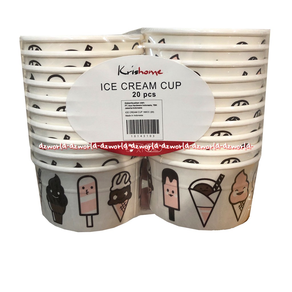 Krishome Ice Cream Cup 20Pcs Tempat Gelas Untuk Es Krim 180cc