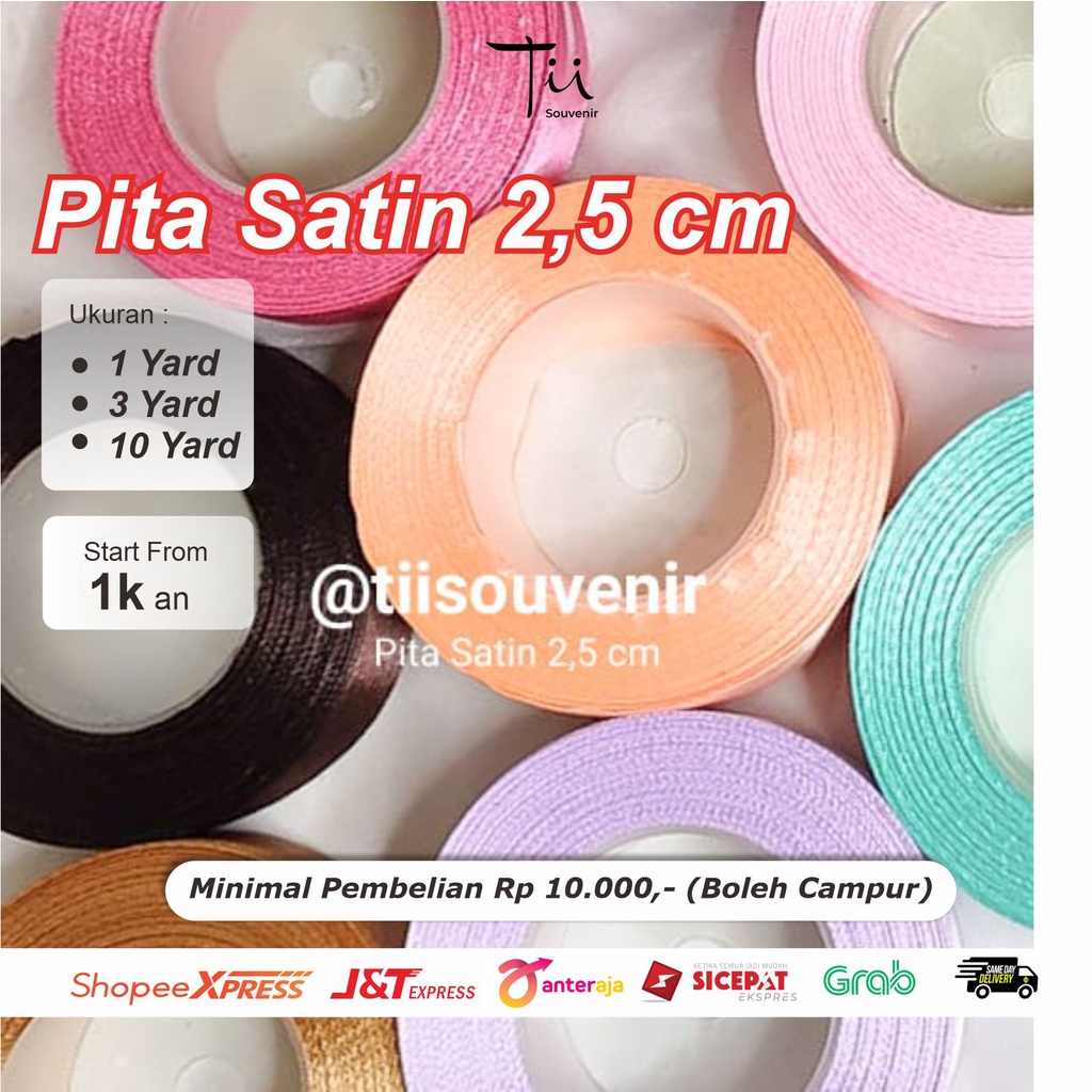 PITA SATIN 2,5 CM UNTUK KADO BUKET GIFT SCRAPBOOK BUCKET BUNGA