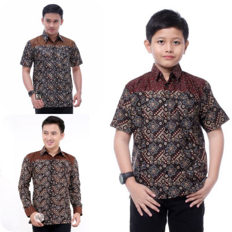 Nivana - Batik Couple Ayah Anak MANGGAR Sogan Hem Kemeja Sarimbit Keluarga Modern Seragam