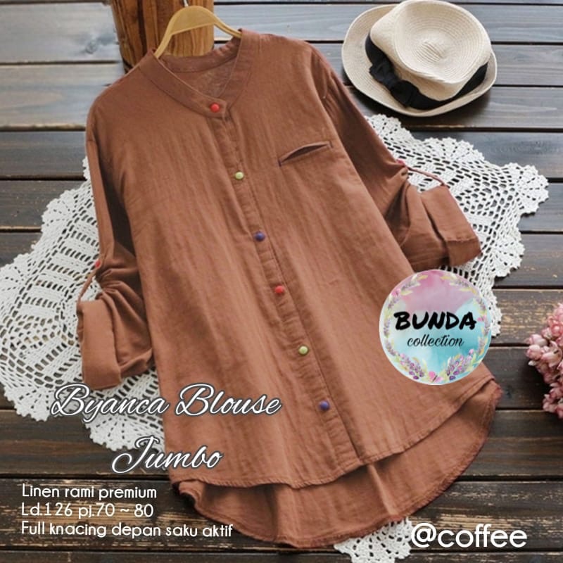 Byanca blouse jumbo/blouse big size/ blouse jumbo/ kemeja jumbo/ kemeja polos jumbo/ blouse polos ju