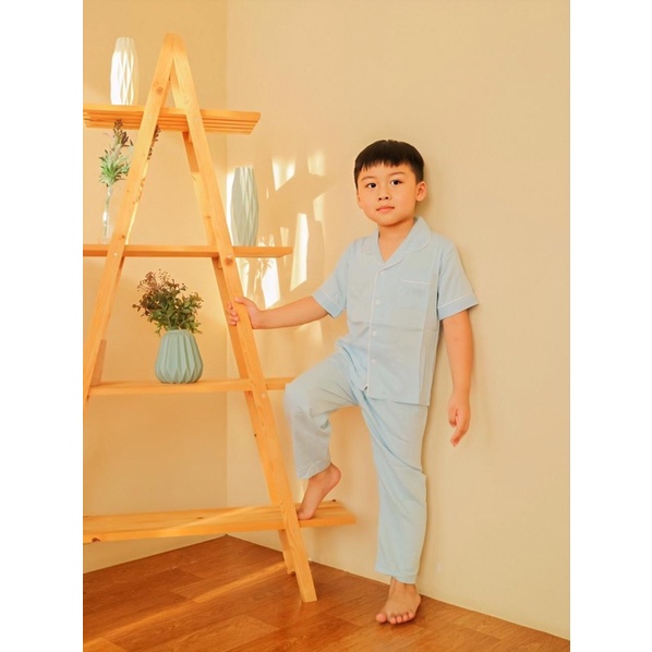 Yobebee Piyama Katun Lembut Bayi dan Anak Usia 1 2 3 4 6 8 10 Tahun Baju Tidur One Set Pajamas Kids Basic Polos Cotton Rayon Silk Model Tangan Pendek Baju Harian Santai Anak Laki Laki Perempuan Cewek Cowok