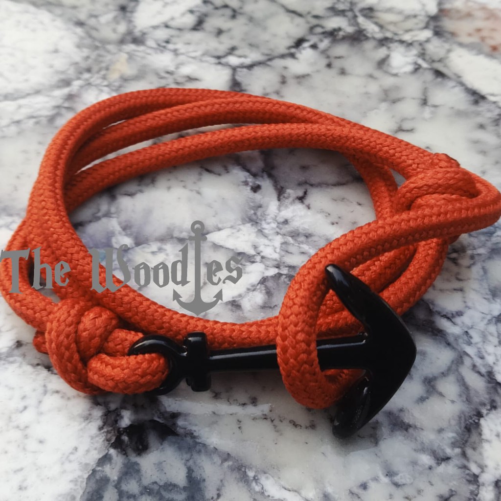Gelang tali jangkar paracord prusik handmade Orange polos