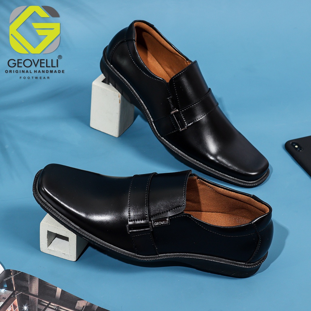 [ GEOVELLI ] Sepatu Kerja Pria Kasual Formal Semi Pantofel Kantoran Pesta Fashion Gaya Elegan BIG SIZE 39-45