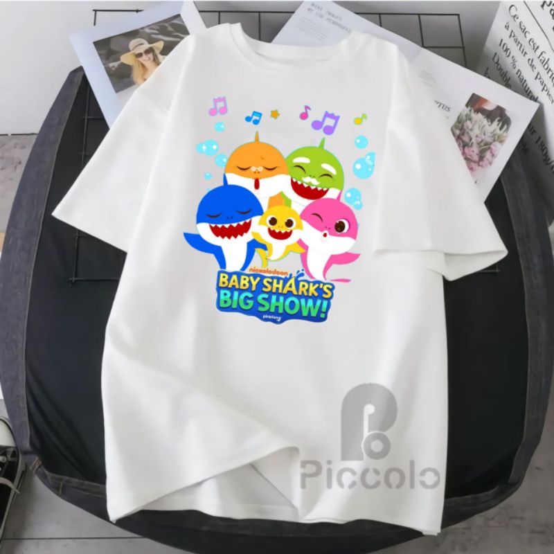 Baju Anak / Kaos Anak / Pakaian Anak / Premium  T-shirt Lengan Pendek Motif Print Kartun Baby Shark7