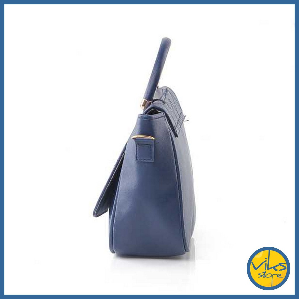 Tas Kerja Wanita Cewek Tas Jinjing Selempang Handbag Slingbag Tas Tangan Kulit Sintesis Biru Polos