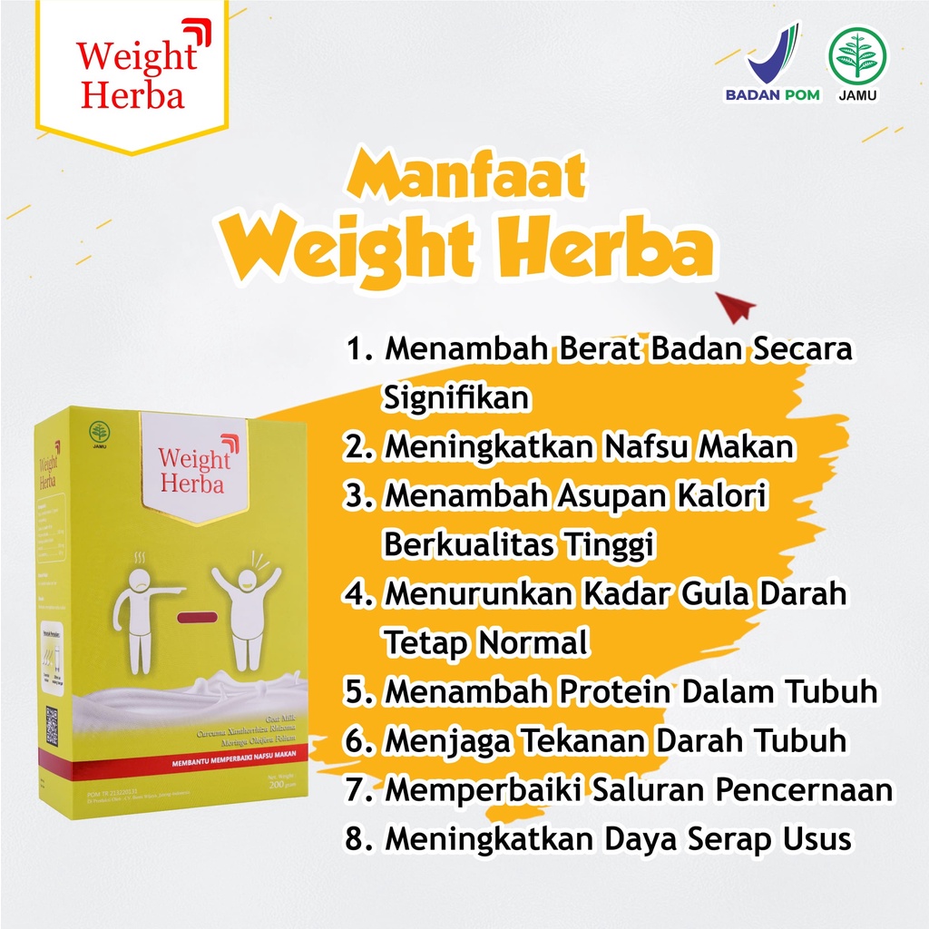 Susu Weight Herba - Nutrisi Multivitamin Susu Kambing Etawa Meningkatkan Berat Badan Daya Tahan Tubuh  Anak &amp; Dewasa Perlancar Saluran Pencernaan Turunkan Gula Darah Isi 200gr