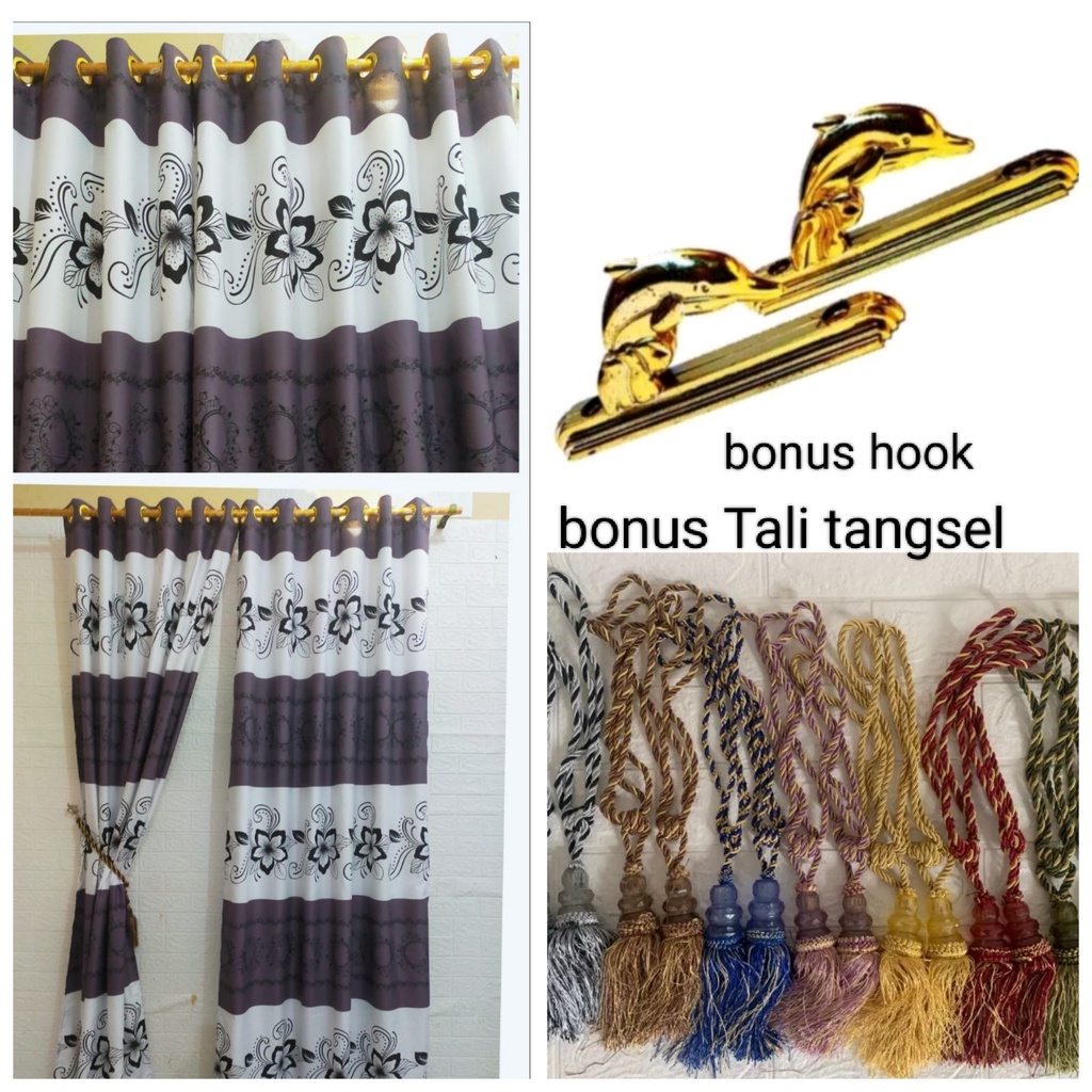 GORDEN/HORDENG PINTU DAN JENDELA SMOKRING  BONUS HOOK DAN TALI GORDEN TANSEL