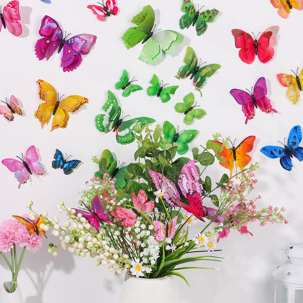 R-flower Butterfly Stiker Dinding Dekorasi Rumah 3D Removable DIY Butterflies