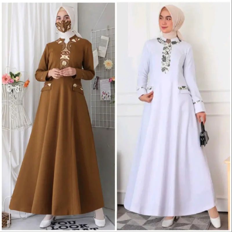 Gamis Pemda PDH Wanita Variasi Batik Free Masker