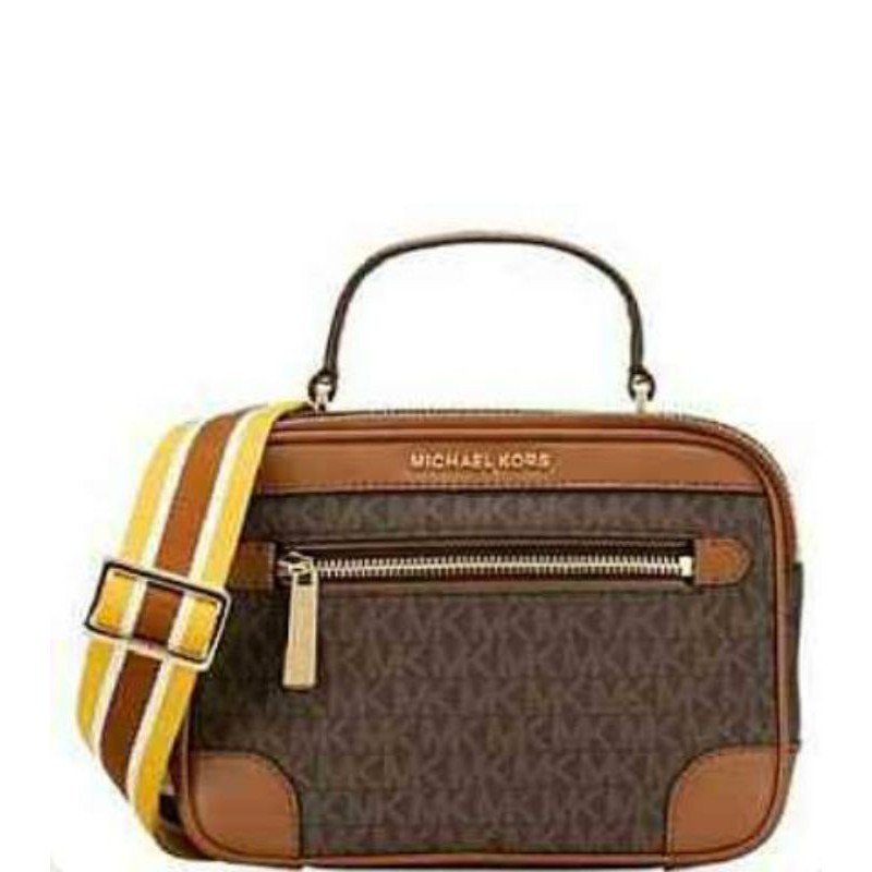 Michael kors top handle camera bag monogram brown