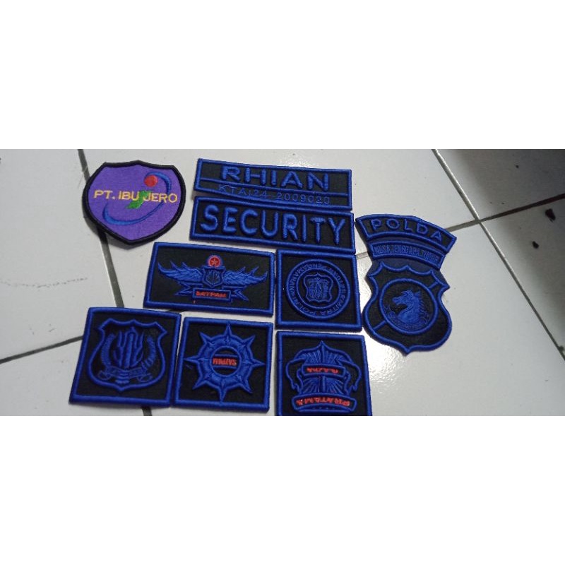 Atribut security,Bordir security,bordir timbul,Atribut satpam