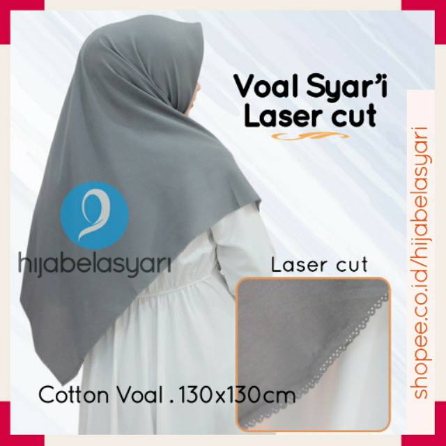  PILIH WARNA  Hijab Segi Empat Syar i Voal Laser cut 